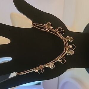 Vintage Anne Klein bracelet with faux black and clear gems and gold color